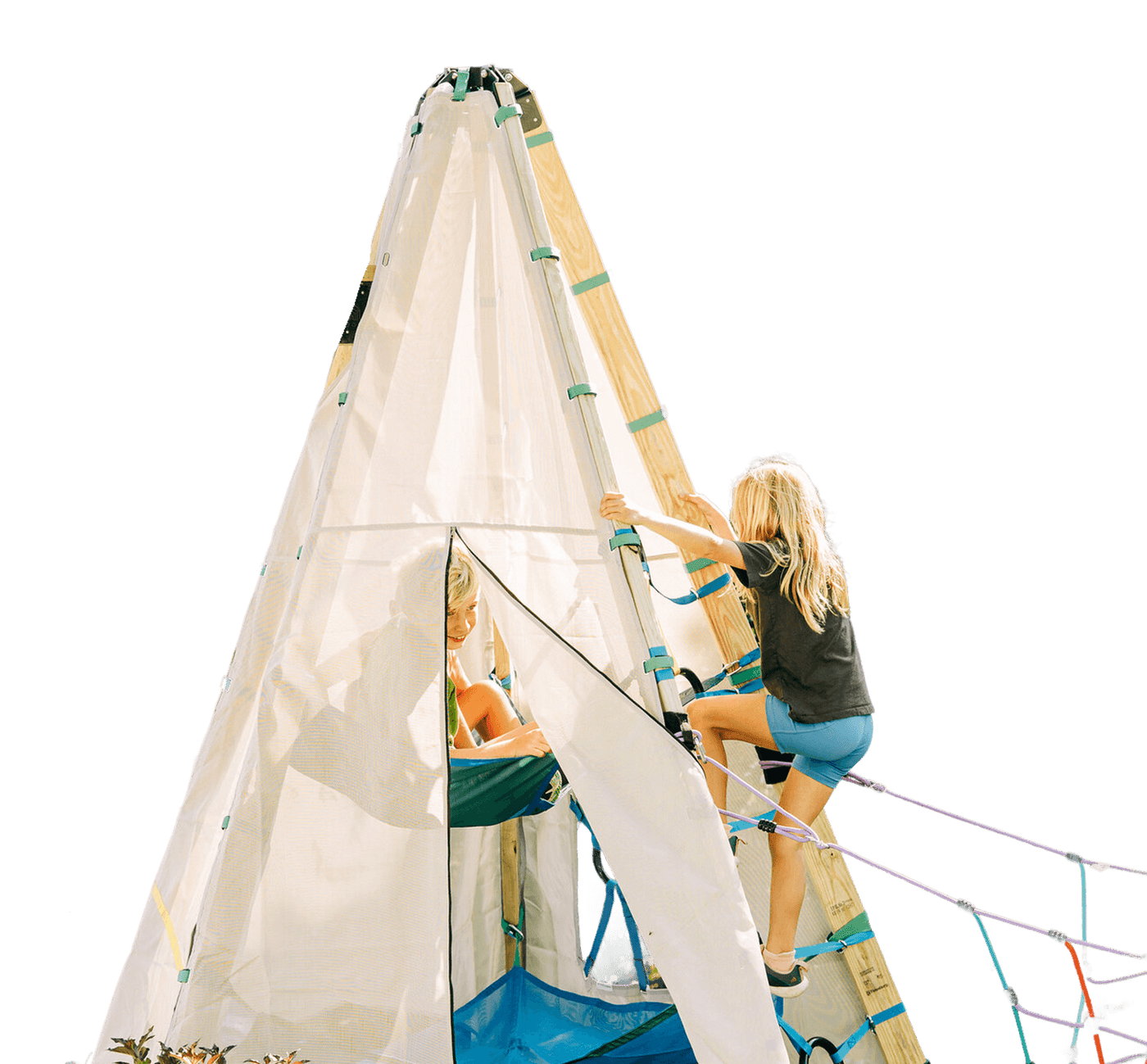 Child climbing on the Mainstay playset